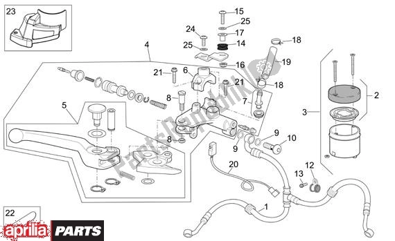 All parts for the Voorrempomp of the Aprilia Tuono R-factory 20 1000 2006 - 2007