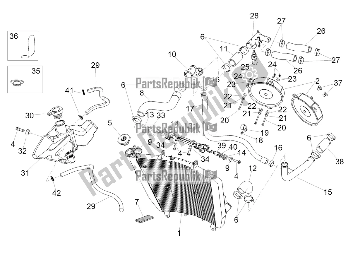 All parts for the Cooling System of the Aprilia Tuono V4 1100 2022