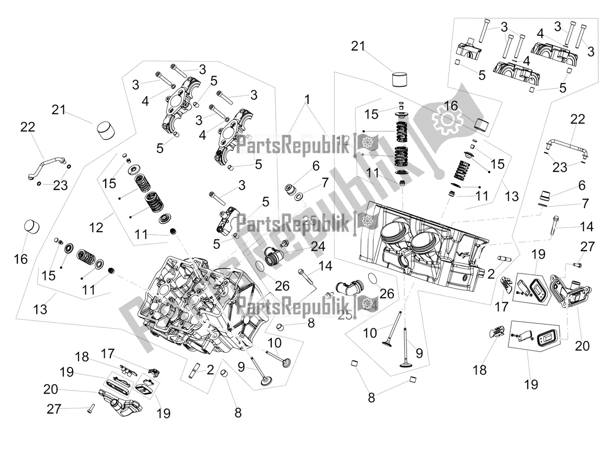 Alle onderdelen voor de Cilinderkop - Kleppen van de Aprilia Tuono V4 1100 2022