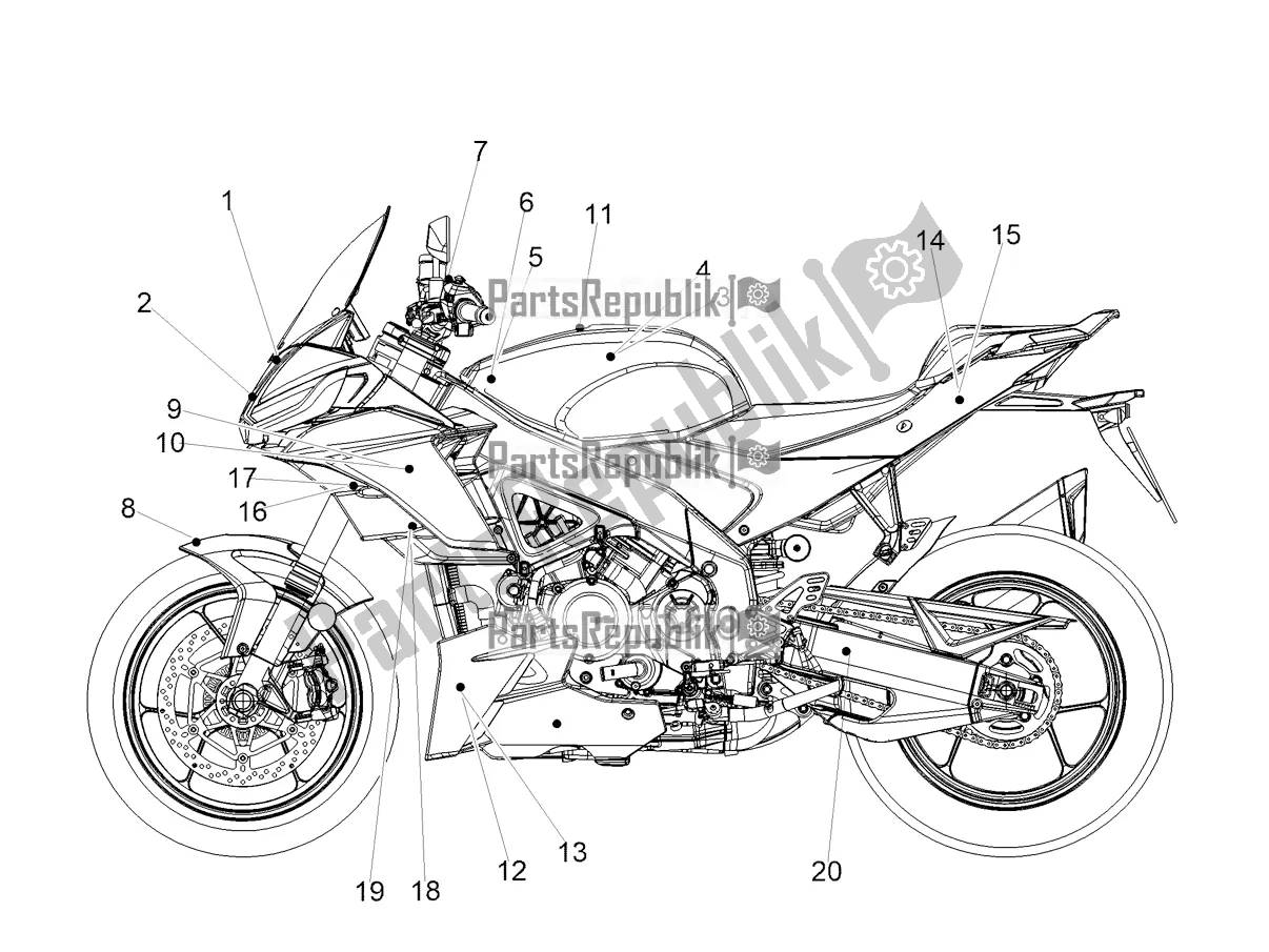 Todas las partes para Etiqueta de Aprilia Tuono V4 1100 2022