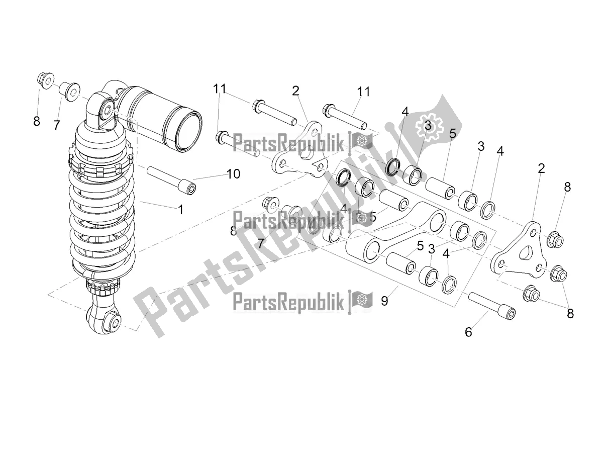 All parts for the Shock Absorber of the Aprilia Tuono V4 1100 2022