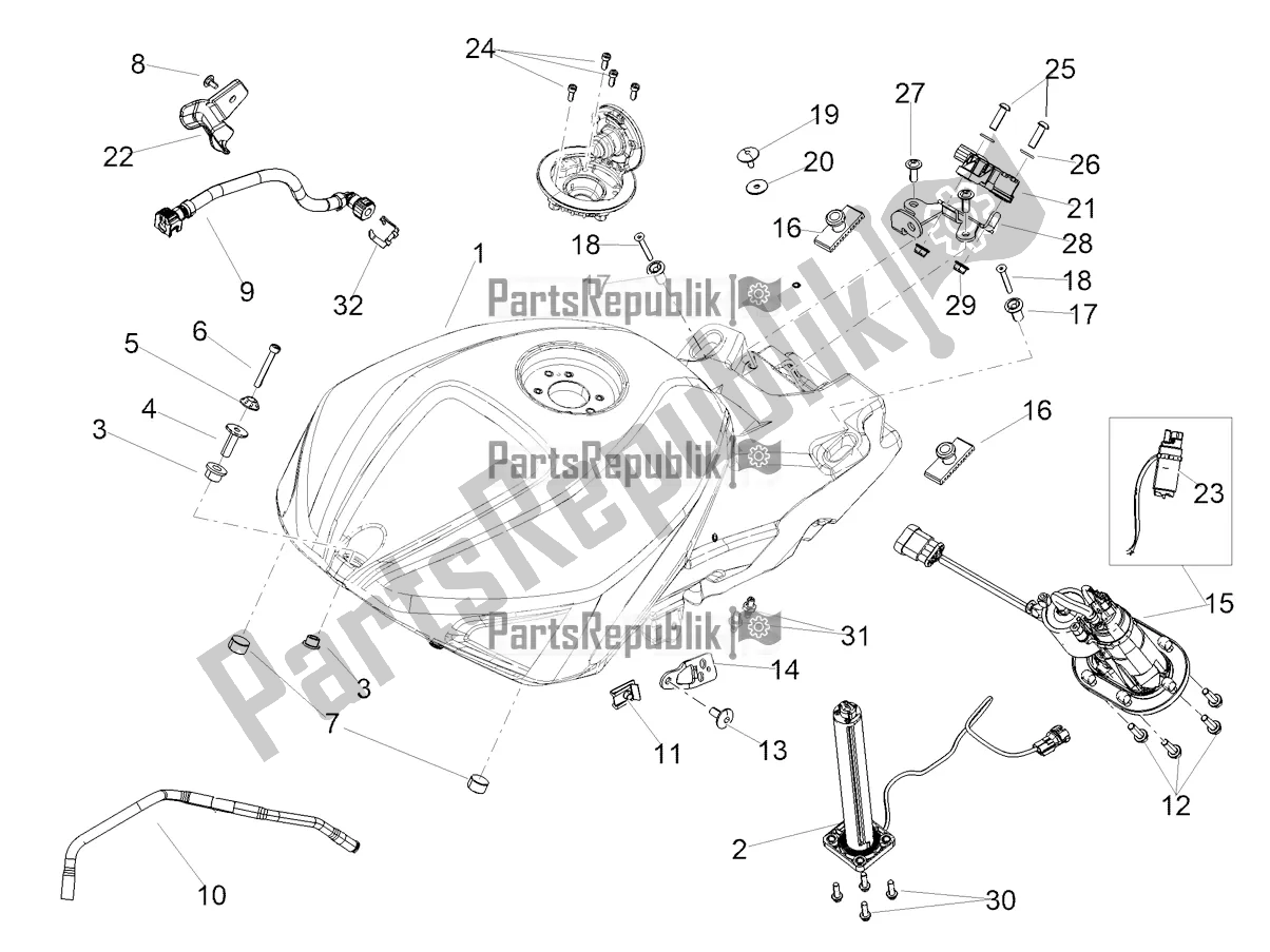 All parts for the Fuel Tank of the Aprilia Tuono V4 1100 Apac 2022