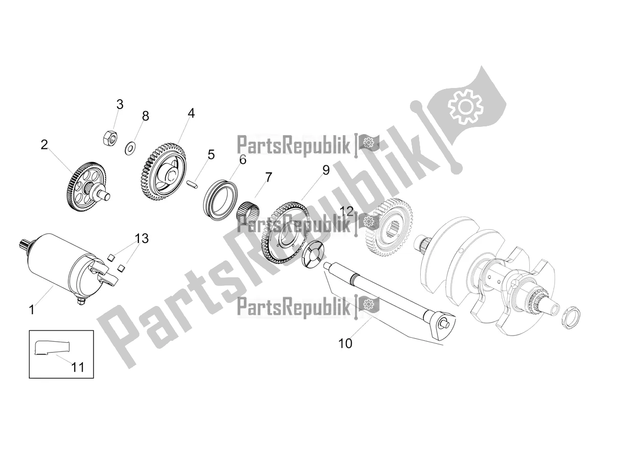 Alle onderdelen voor de Starter / Elektrische Starter van de Aprilia Tuono V4 1100 Apac 2022