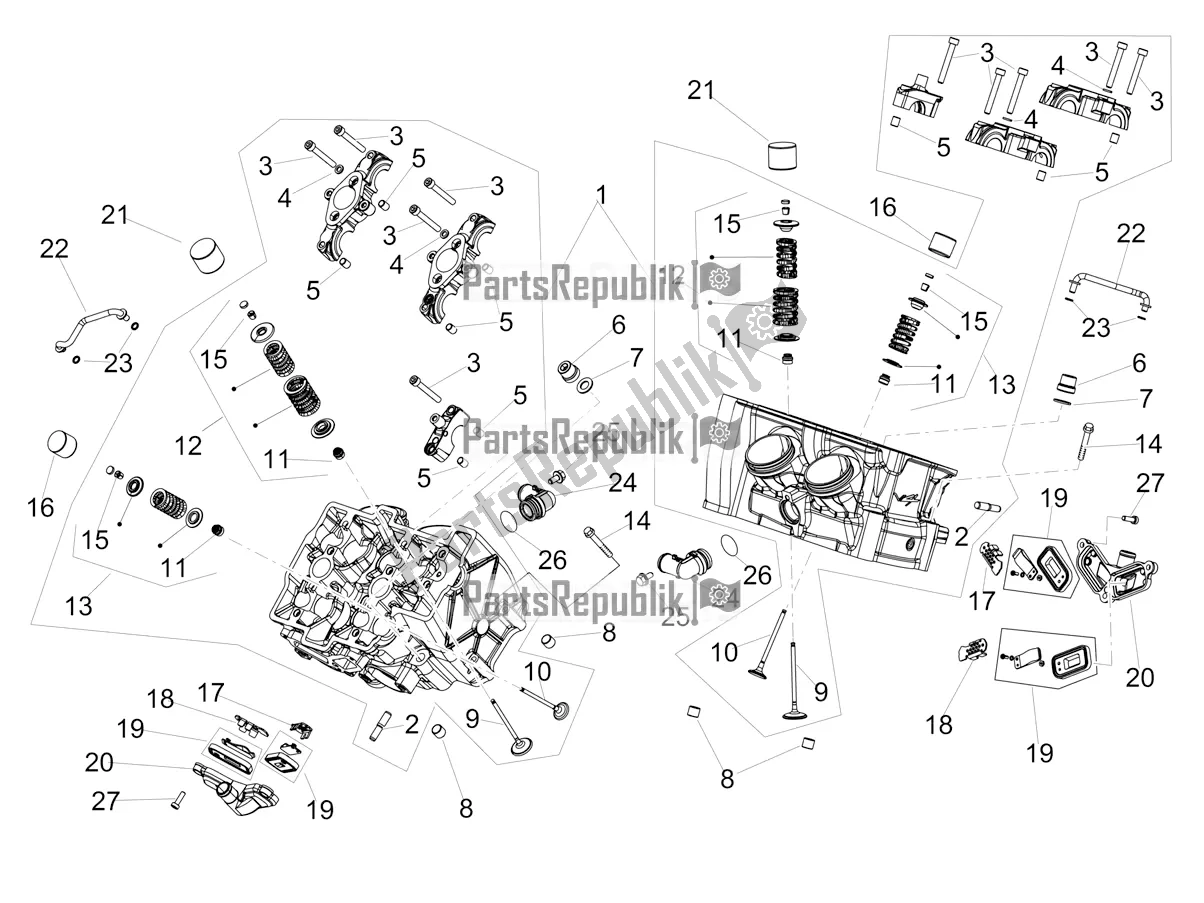 Alle onderdelen voor de Cilinderkop - Kleppen van de Aprilia Tuono V4 1100 Apac E5 2021