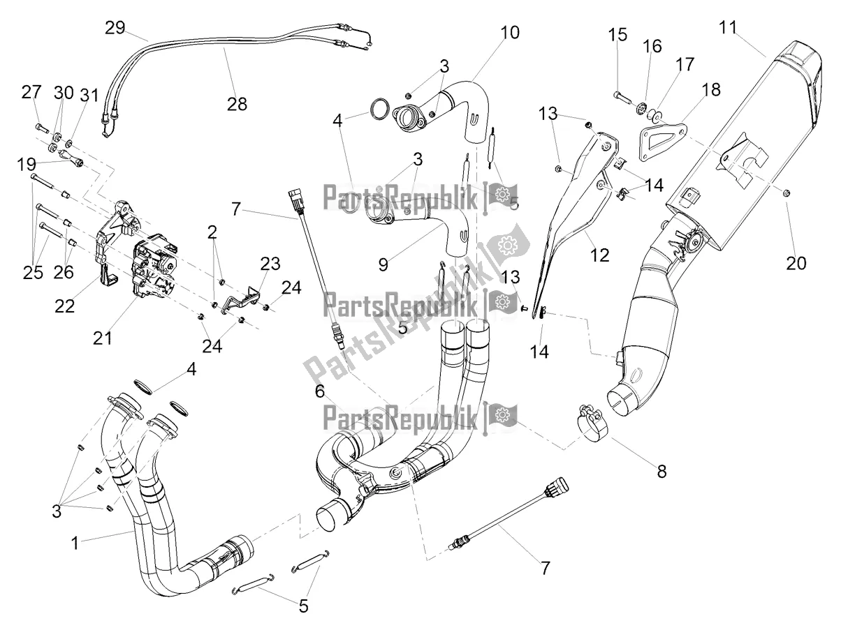 Toutes les pièces pour le Tuyau D'échappement du Aprilia Tuono V4 1100 Apac E5 2021