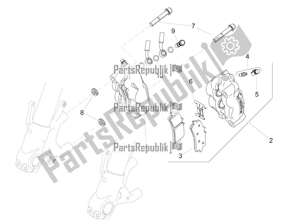 Alle onderdelen voor de Remklauw Voor van de Aprilia Tuono V4 1100 Apac E5 2021