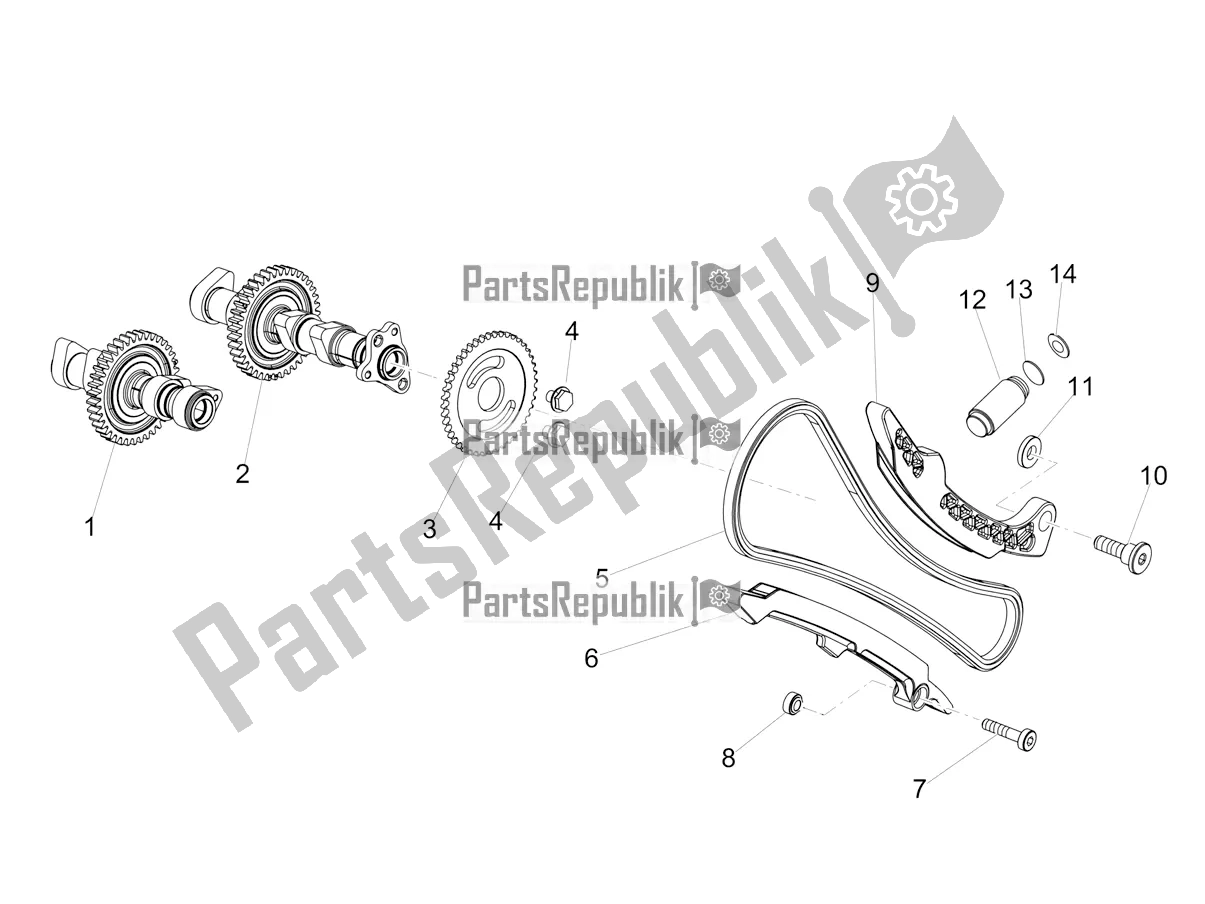 Tutte le parti per il Sistema Di Fasatura Del Cilindro Anteriore del Aprilia Tuono V4 1100 Apac E5 2021