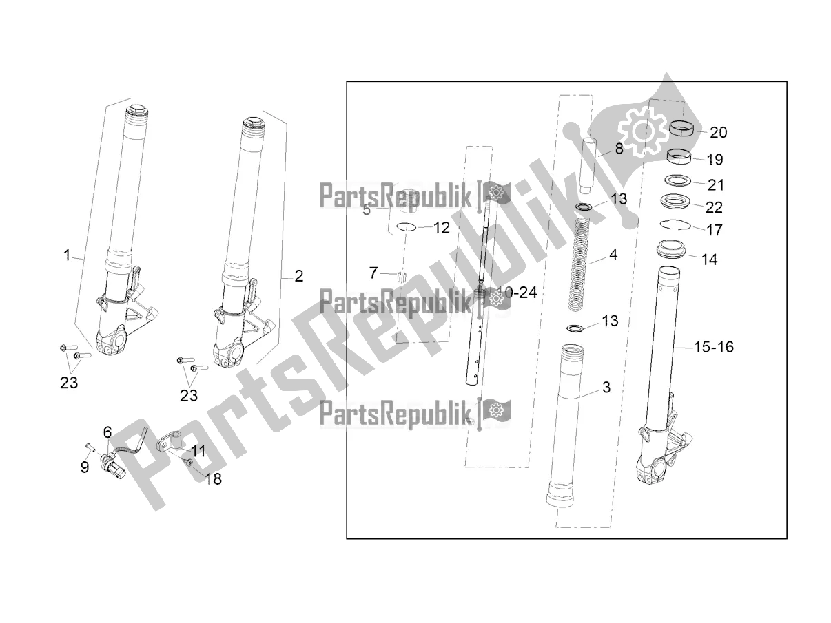 Alle onderdelen voor de Front Fork Sachs van de Aprilia Tuono V4 1100 Apac E5 2021