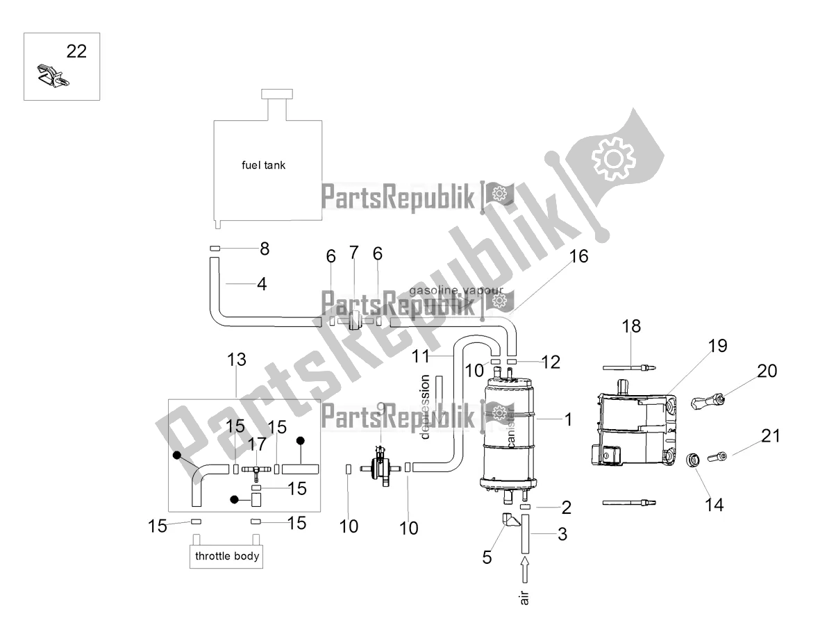 All parts for the Fuel Vapour Recover System of the Aprilia Tuono V4 1100 Apac E5 2021