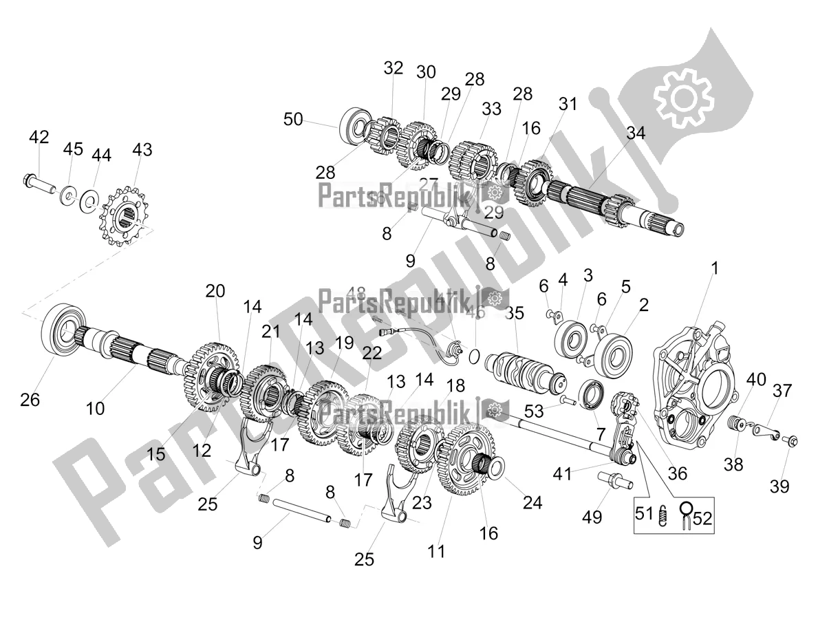 Tutte le parti per il Scatola Ingranaggi - Gruppo Ingranaggi del Aprilia Tuono V4 1100 Apac E5 2021