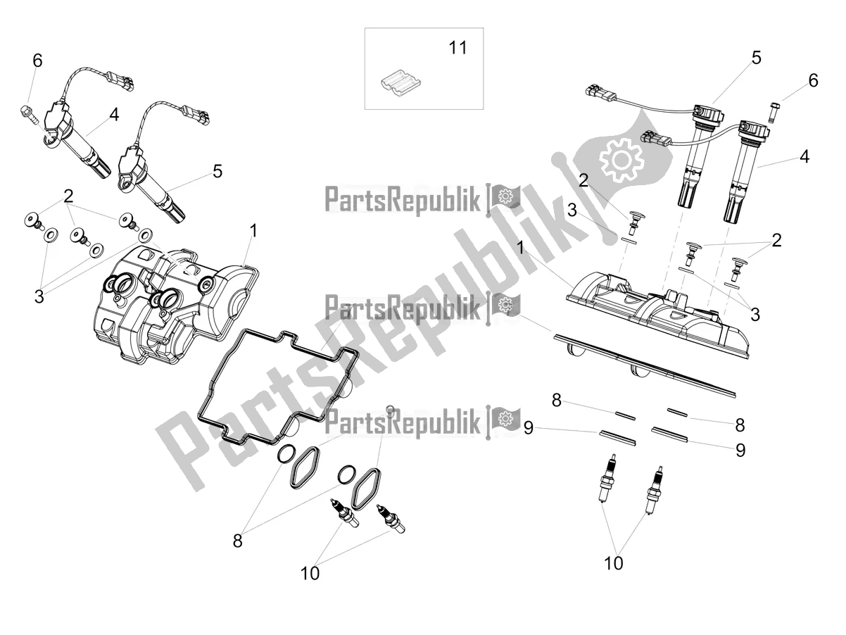 All parts for the Head Cover of the Aprilia Tuono V4 1100 Apac E5 2021