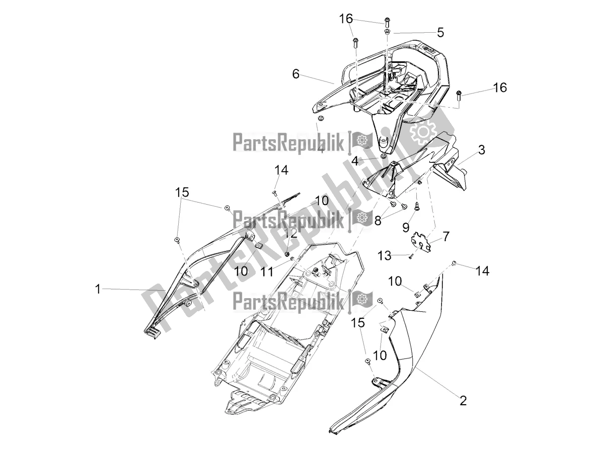 All parts for the Rear Body of the Aprilia Tuono V4 1100 Apac E5 2021