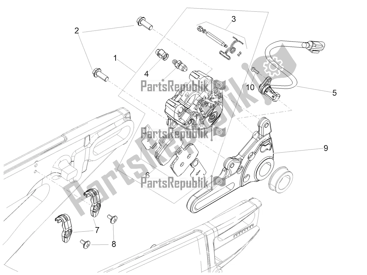 All parts for the Rear Brake Caliper of the Aprilia Tuono V4 1100 Apac E5 2021