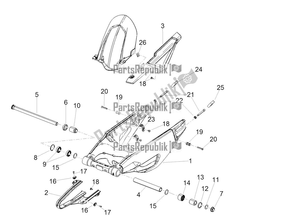 Toutes les pièces pour le Bras Oscillant du Aprilia Tuono V4 1100 Apac E5 2021