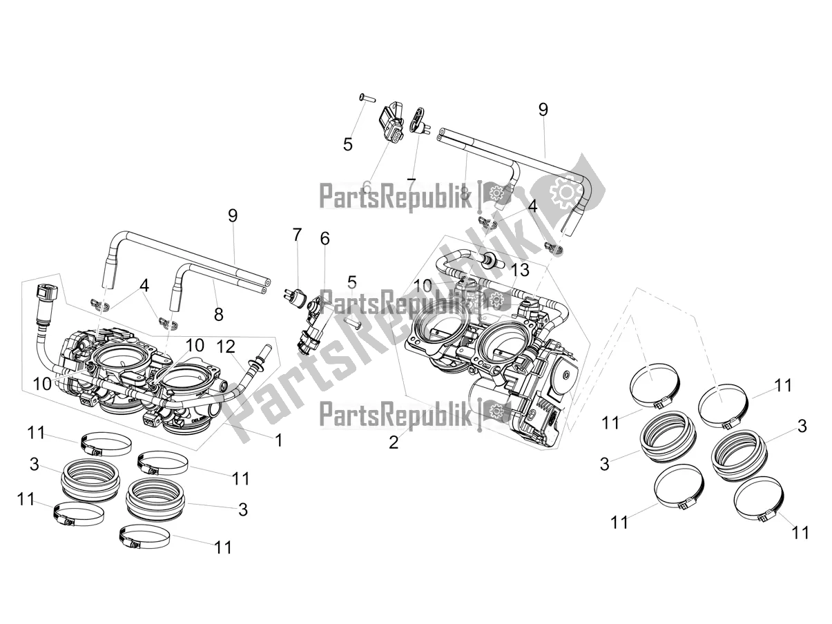 All parts for the Throttle Body of the Aprilia Tuono V4 1100 Apac E5 2021