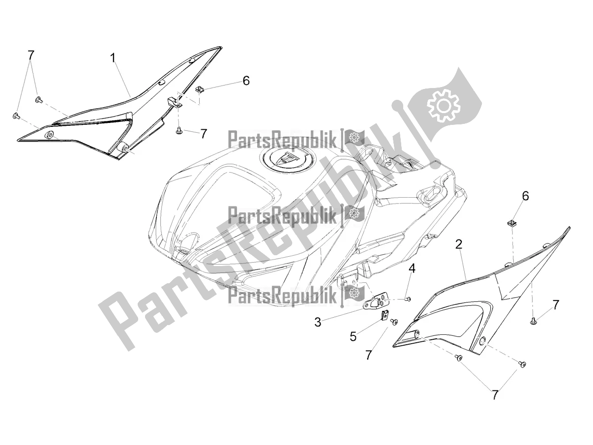 Todas as partes de Corpo Central do Aprilia Tuono V4 1100 E5 2021