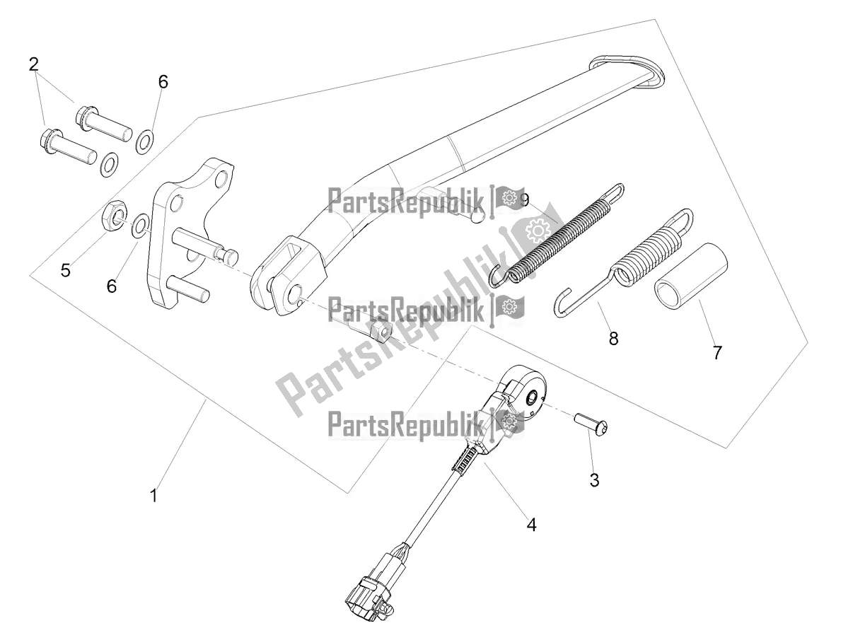 Tutte le parti per il Cavalletto Centrale del Aprilia Tuono V4 1100 E5 2021