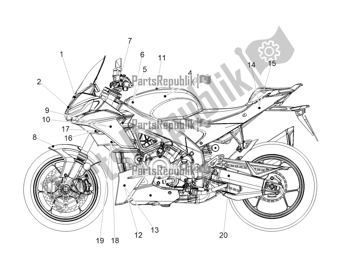 All parts for the Decal of the Aprilia Tuono V4 1100 E5 2021