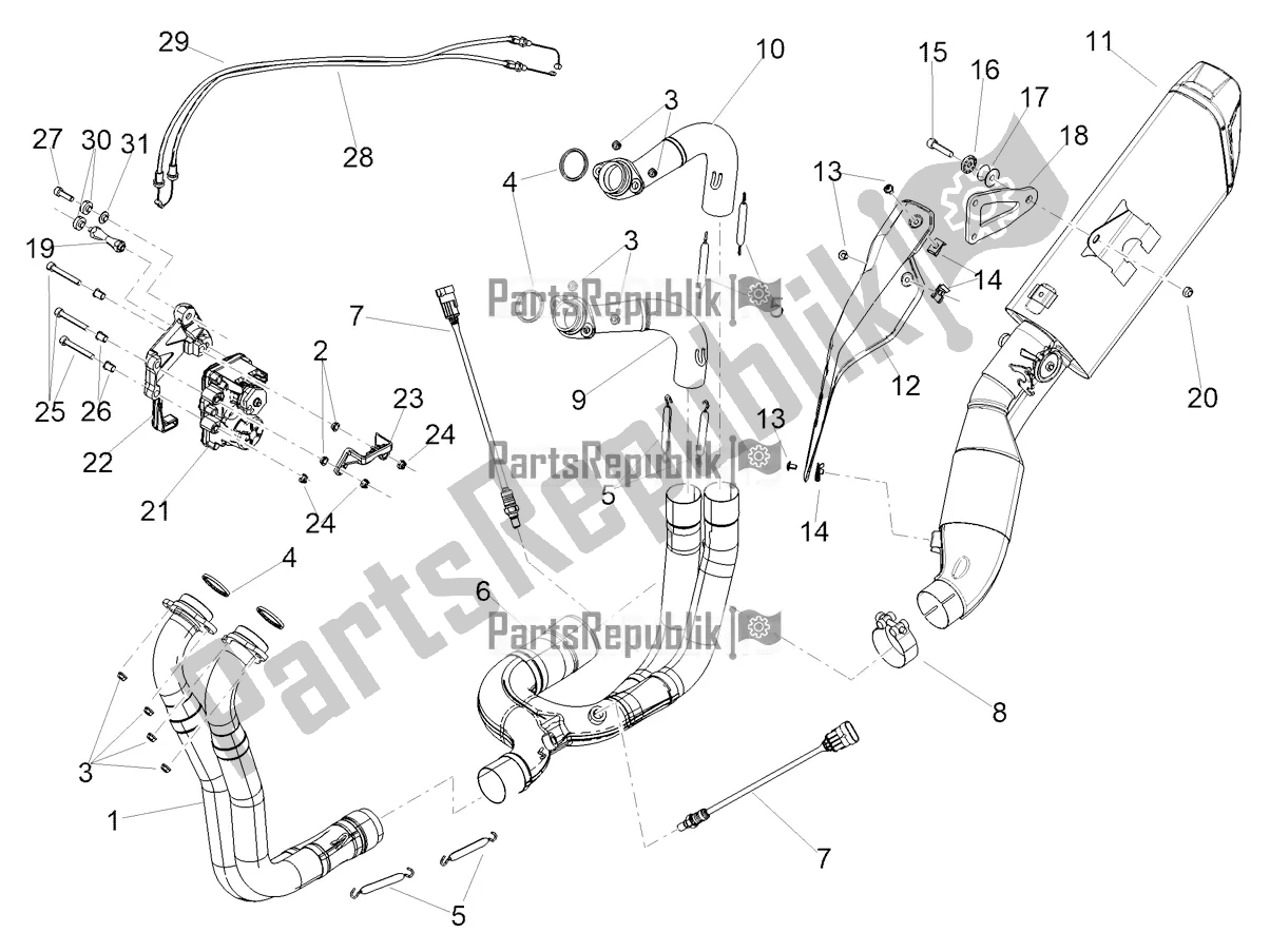 Alle Teile für das Auspuff des Aprilia Tuono V4 1100 E5 2021