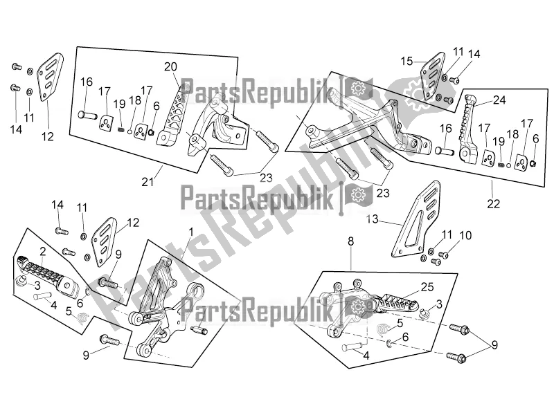 All parts for the Foot Rests of the Aprilia Tuono V4 1100 Factory 2017