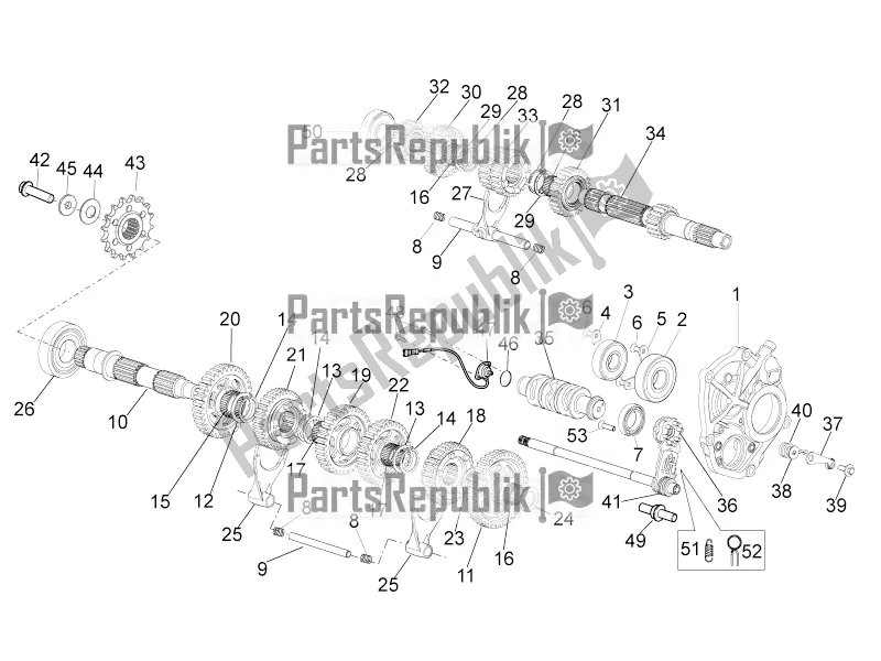 All parts for the Gear Box of the Aprilia Tuono V4 1100 Factory 2017