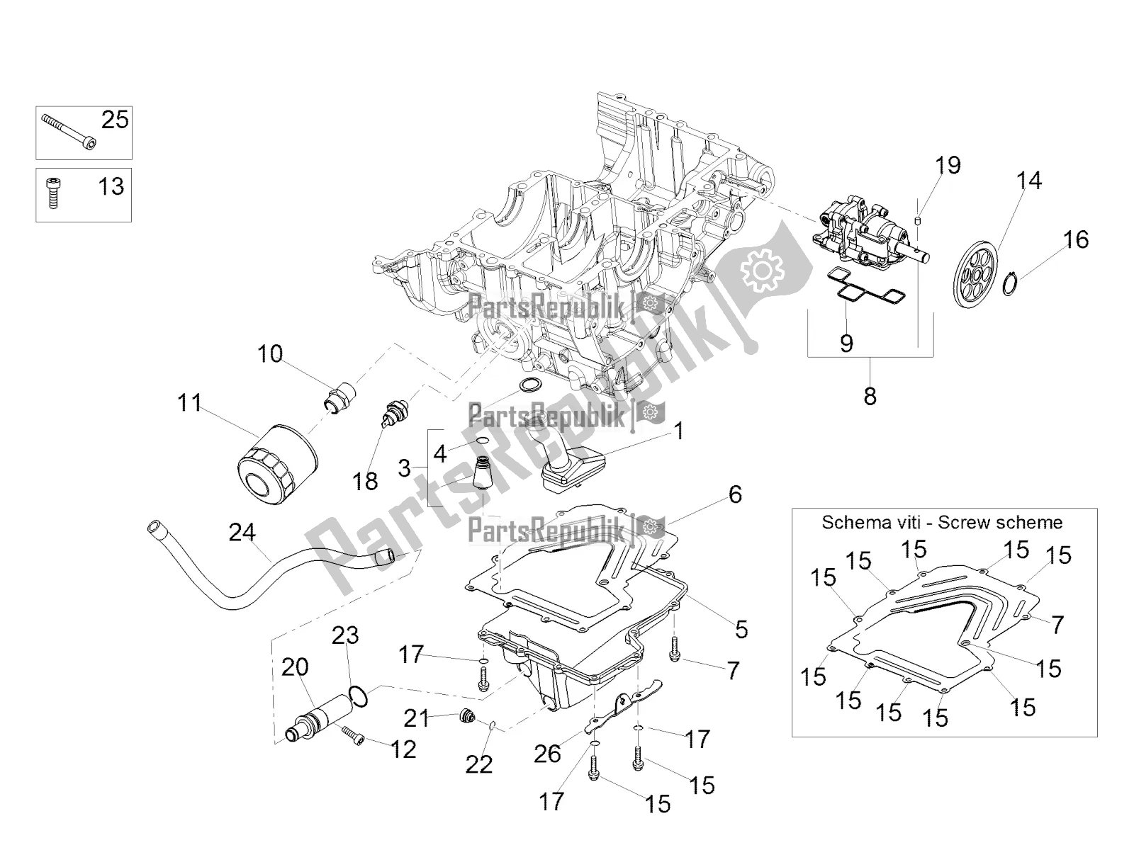 All parts for the Lubrication of the Aprilia Tuono V4 1100 Factory 2017