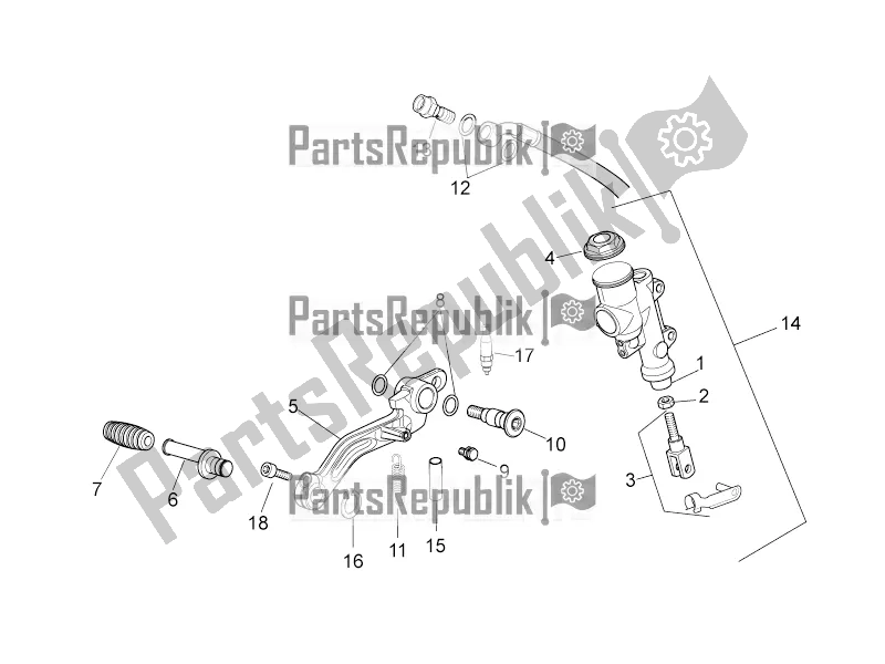 All parts for the Rear Master Cylinder of the Aprilia Tuono V4 1100 Factory 2017