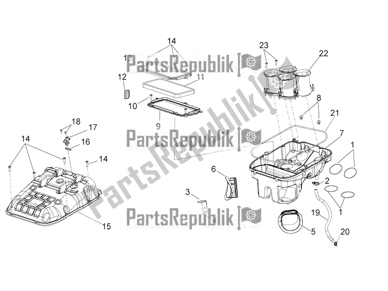 Tutte le parti per il Air Box del Aprilia Tuono V4 1100 Factory USA, Canada 2016