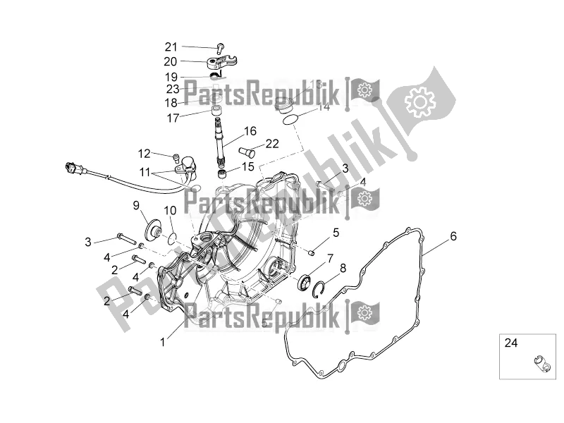 All parts for the Clutch Cover of the Aprilia Tuono V4 1100 Factory USA, Canada 2016