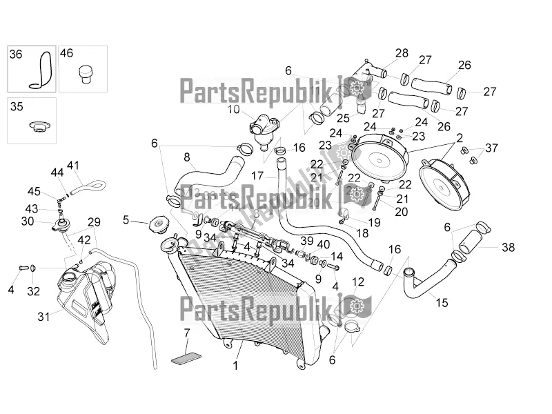 Toutes les pièces pour le Système De Refroidissement du Aprilia Tuono V4 1100 Factory USA, Canada 2016