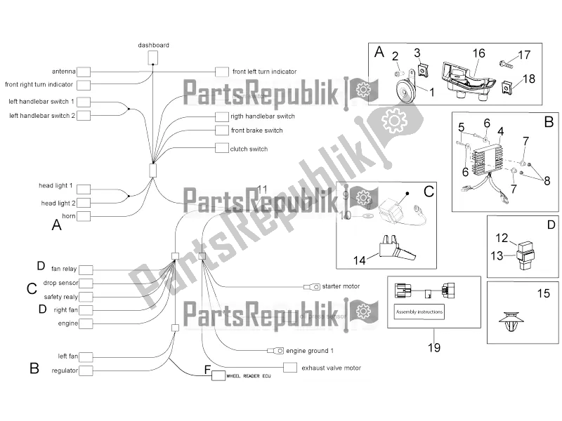 All parts for the Electrical System I of the Aprilia Tuono V4 1100 Factory USA, Canada 2016