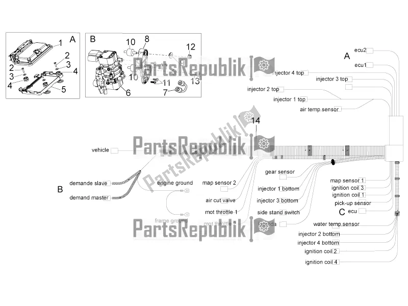 All parts for the Electrical System Iii of the Aprilia Tuono V4 1100 Factory USA, Canada 2016