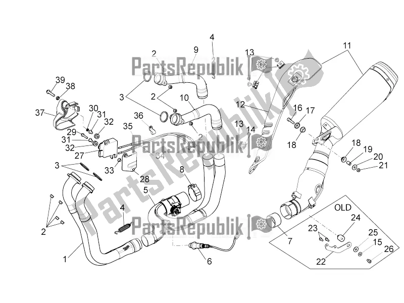 Tutte le parti per il Tubo Di Scarico I del Aprilia Tuono V4 1100 Factory USA, Canada 2016