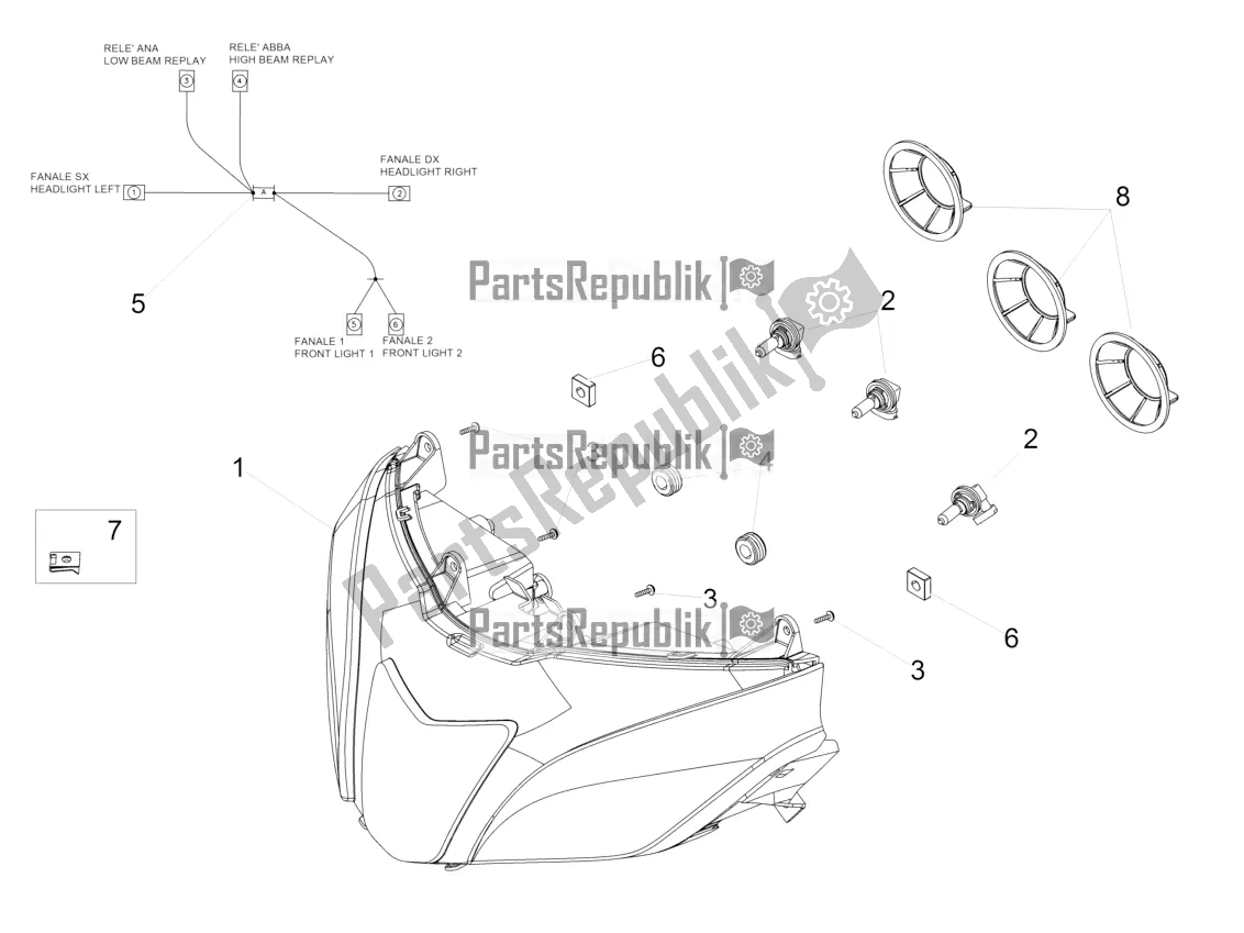 Tutte le parti per il Faro del Aprilia Tuono V4 1100 Factory USA, Canada 2016