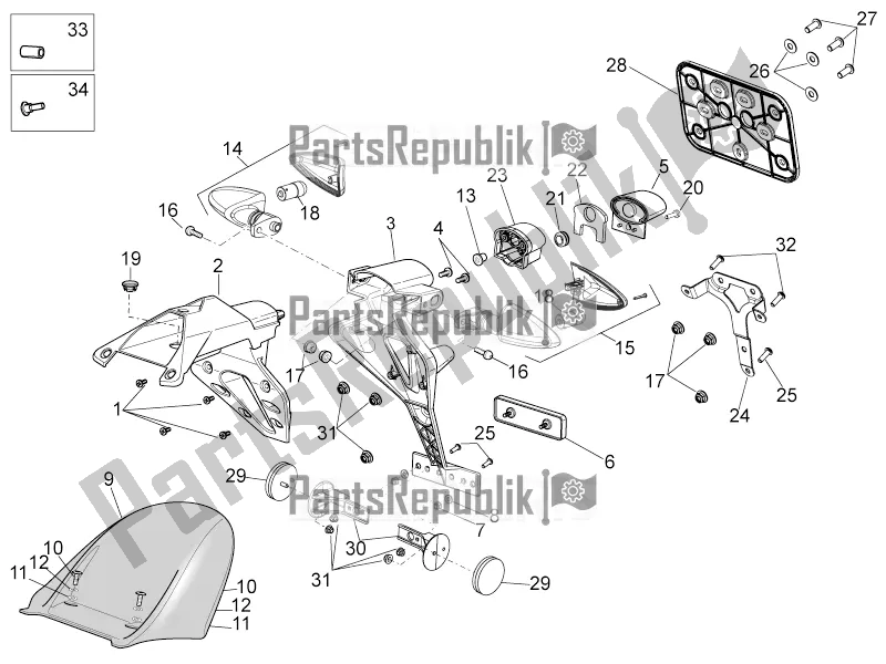 Tutte le parti per il Corpo Posteriore Ii del Aprilia Tuono V4 1100 Factory USA, Canada 2016