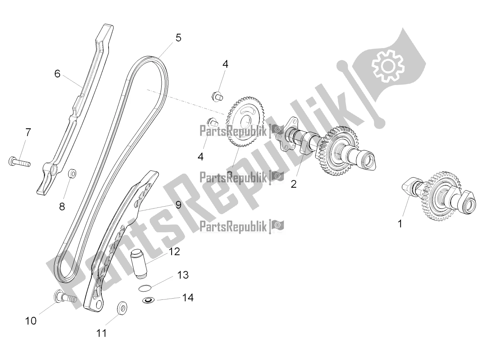 All parts for the Rear Cylinder Timing System of the Aprilia Tuono V4 1100 Factory USA, Canada 2016