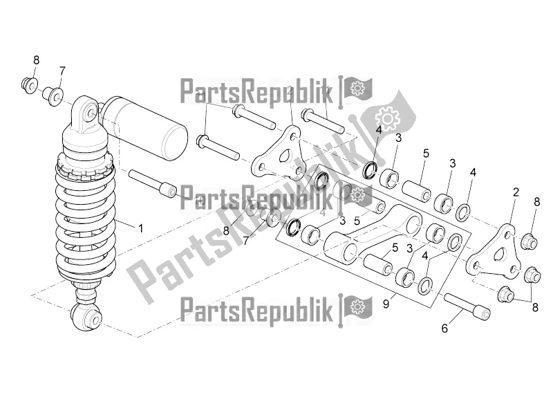 All parts for the Rear Shock Absorber of the Aprilia Tuono V4 1100 Factory USA, Canada 2016
