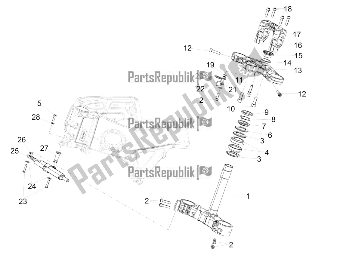 All parts for the Steering of the Aprilia Tuono V4 1100 Factory USA, Canada 2016