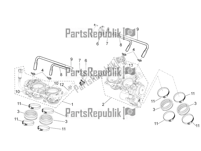 Tutte le parti per il Corpo Farfallato del Aprilia Tuono V4 1100 Factory USA, Canada 2016