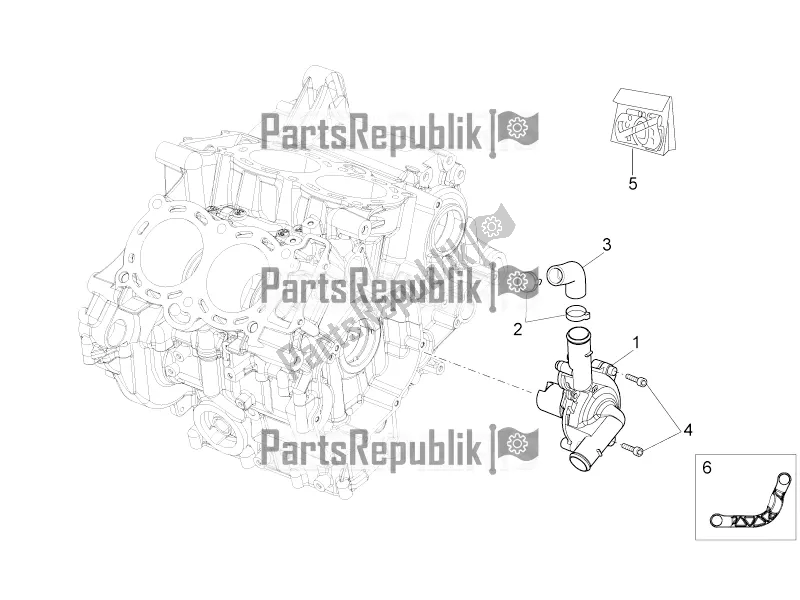 Alle onderdelen voor de Waterpomp van de Aprilia Tuono V4 1100 Factory USA, Canada 2016