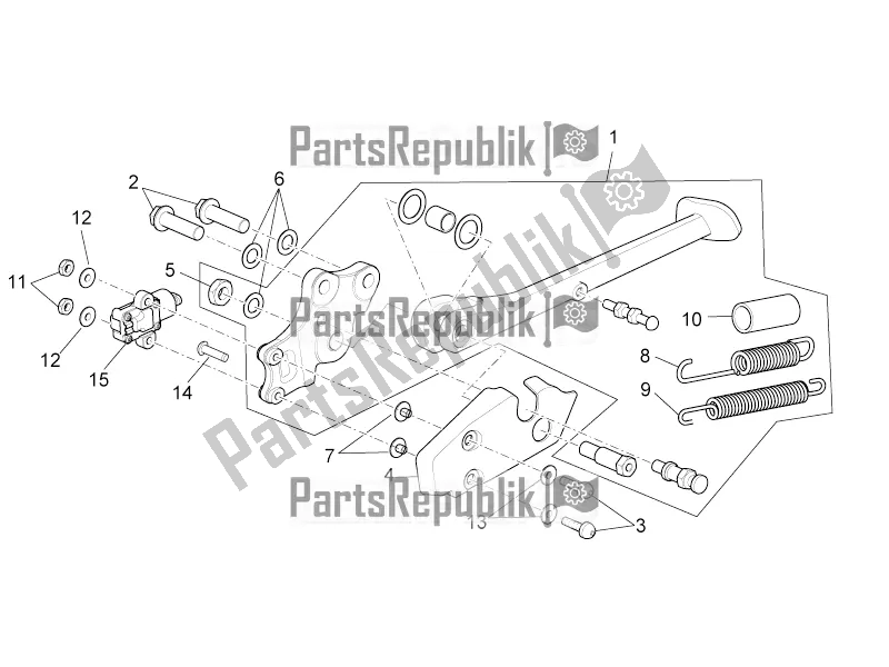 Tutte le parti per il Cavalletto Centrale del Aprilia Tuono V4 1100 Factory USA, Canada 2017