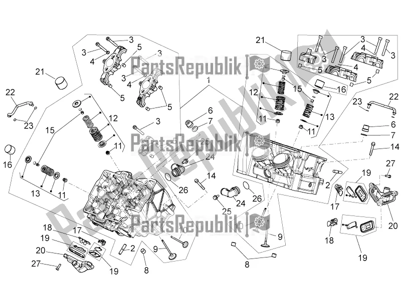 All parts for the Cylinder Head - Valves of the Aprilia Tuono V4 1100 Factory USA, Canada 2017