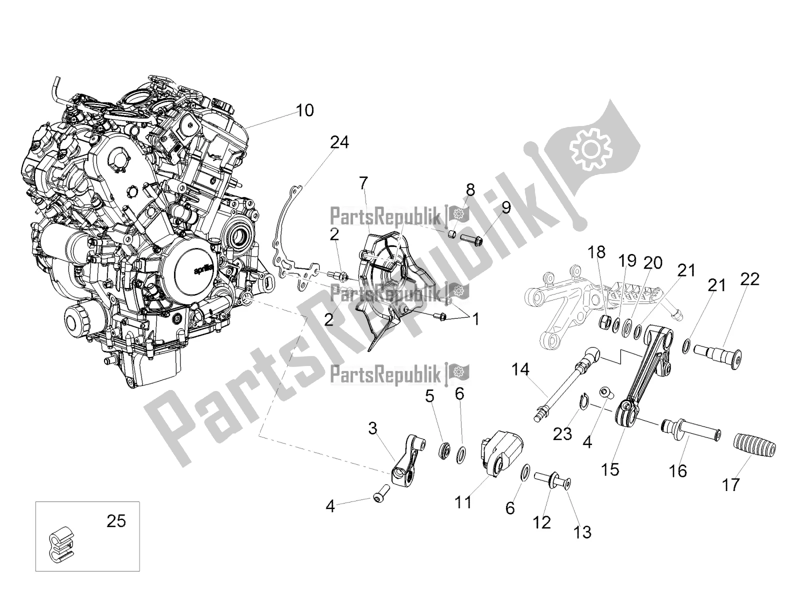 Toutes les pièces pour le Moteur du Aprilia Tuono V4 1100 Factory USA, Canada 2017