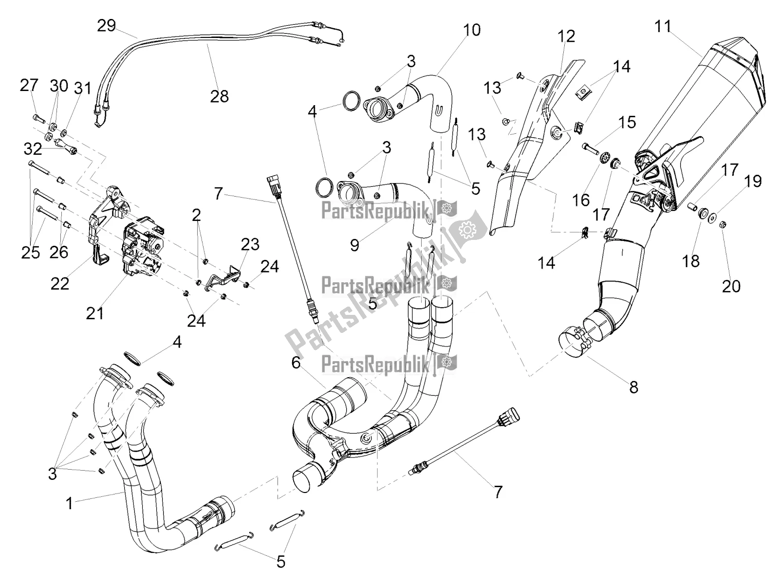 Tutte le parti per il Tubo Di Scarico I del Aprilia Tuono V4 1100 Factory USA, Canada 2017