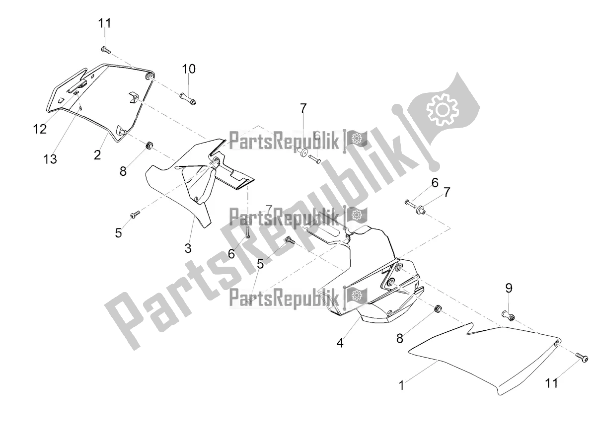 Tutte le parti per il Corpo Anteriore Ii del Aprilia Tuono V4 1100 Factory USA, Canada 2017