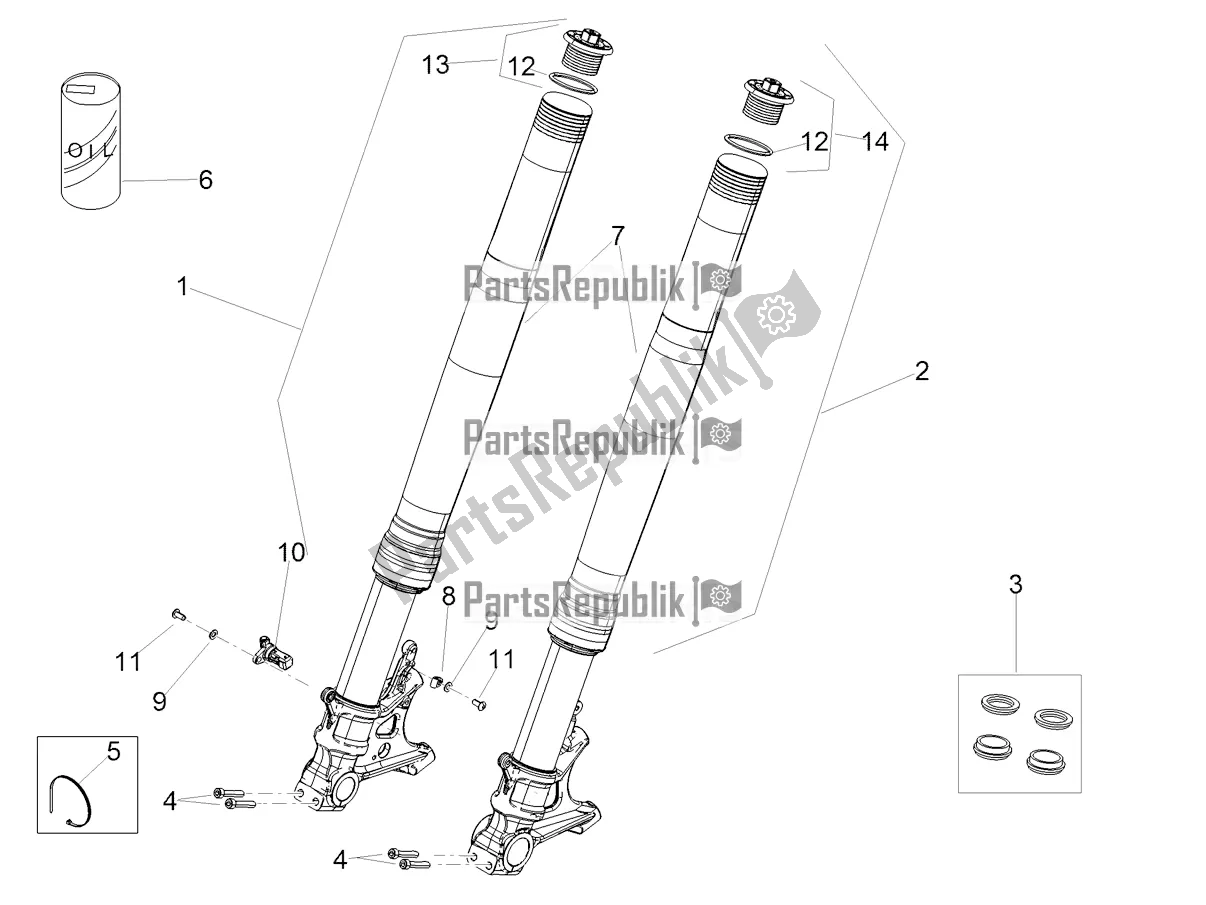 Tutte le parti per il Forcella Anteriore del Aprilia Tuono V4 1100 Factory USA, Canada 2017