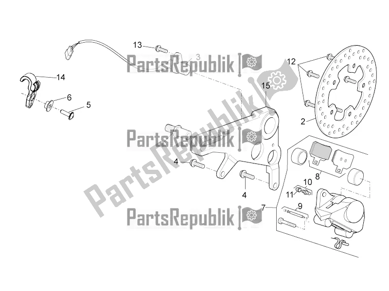 All parts for the Rear Brake Caliper of the Aprilia Tuono V4 1100 Factory USA, Canada 2017