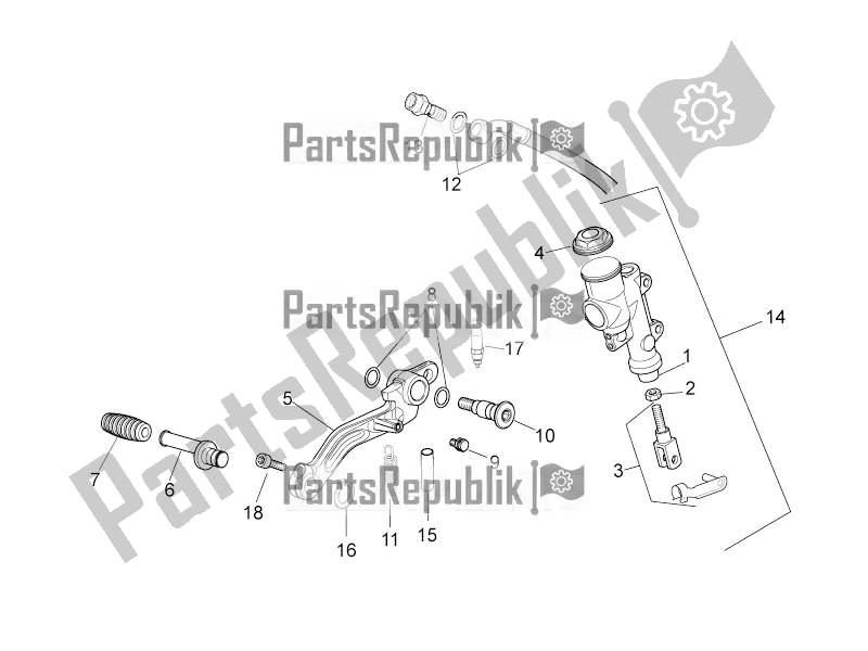 Tutte le parti per il Pompa Freno Posteriore del Aprilia Tuono V4 1100 Factory USA, Canada 2017