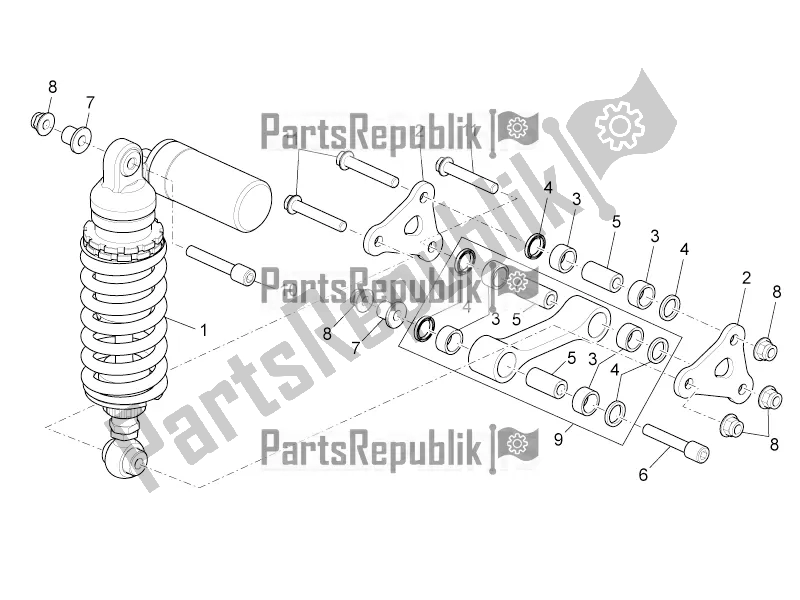 All parts for the Rear Shock Absorber of the Aprilia Tuono V4 1100 Factory USA, Canada 2017