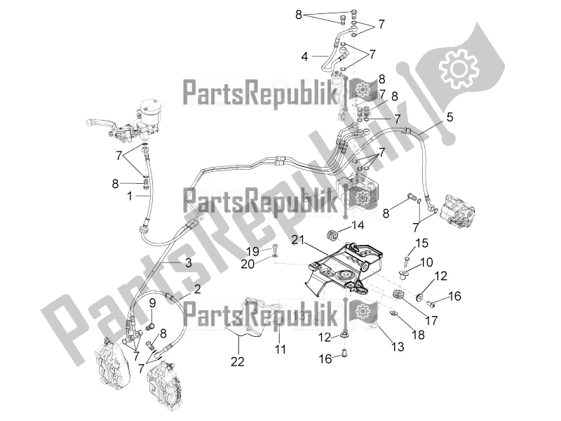 All parts for the Abs Brake System of the Aprilia Tuono V4 1100 Factory ZD4 TYG 2016